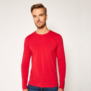 Tommy Hilfiger pánské červené triko s dlouhým rukávem - L (XMP)